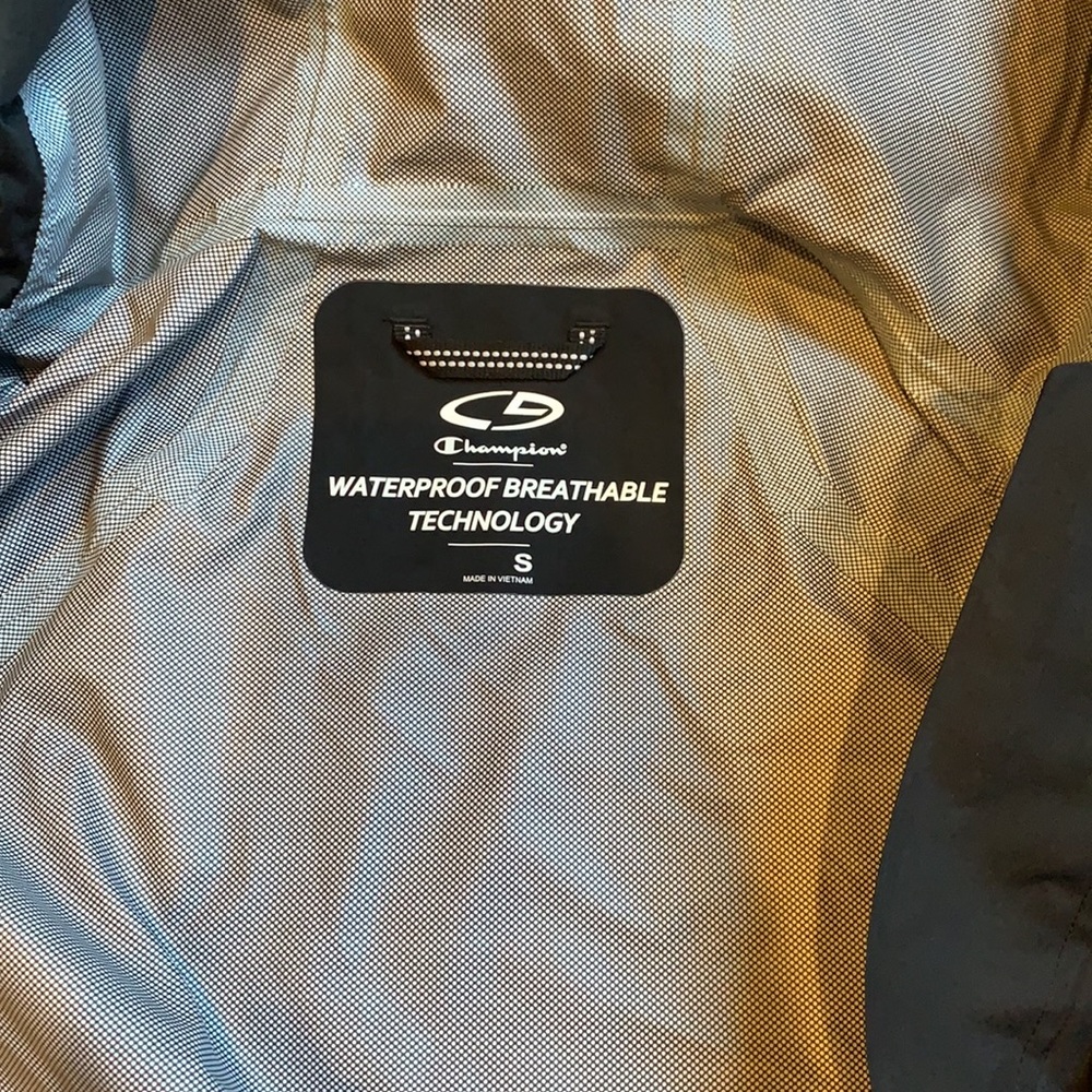 NWOT. Mens Champion Waterproof Windbreaker. Black. Size small. - Picture 5 of 6